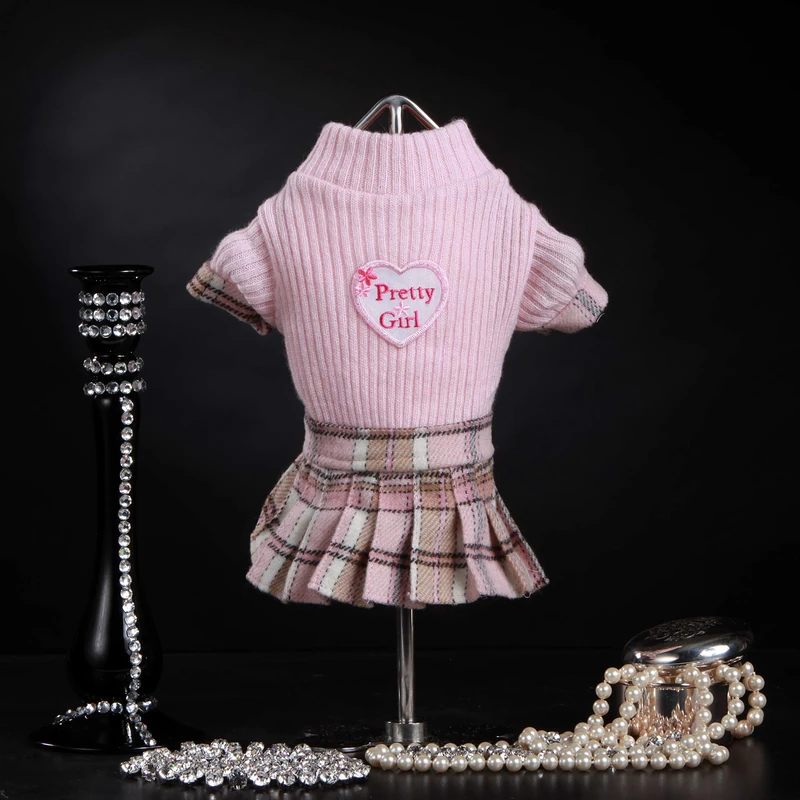 Trilly All Brilli Columbia Wool Dress with Scottish Skirt and Pink Thermal Application, XXS - 1 Product