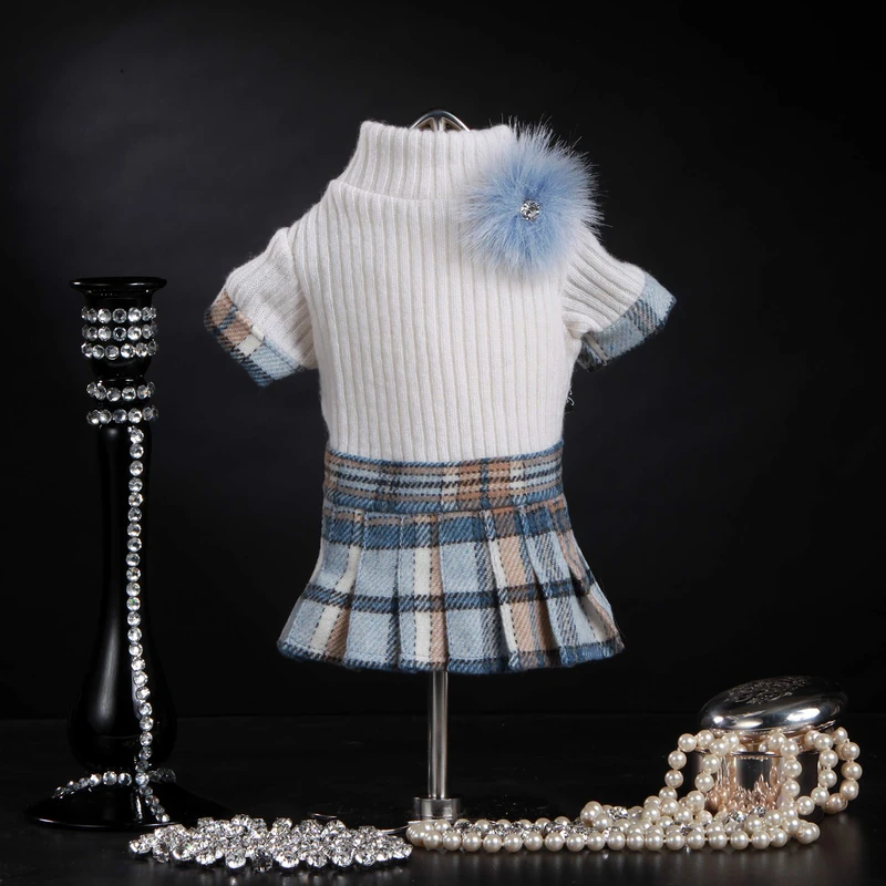 Trilly All Brilli Princeton Wool Dress with Scottish Skirt and White Rhinestones, XXS - 1 Product