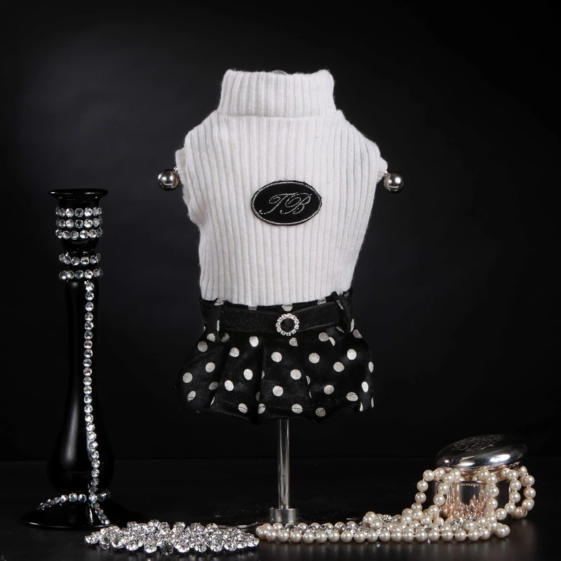 Trilly tutti Brilli Jacquard Wool Dress with Polka Dot Skirt and White Thermal Application, S - 1 Product - Image 1