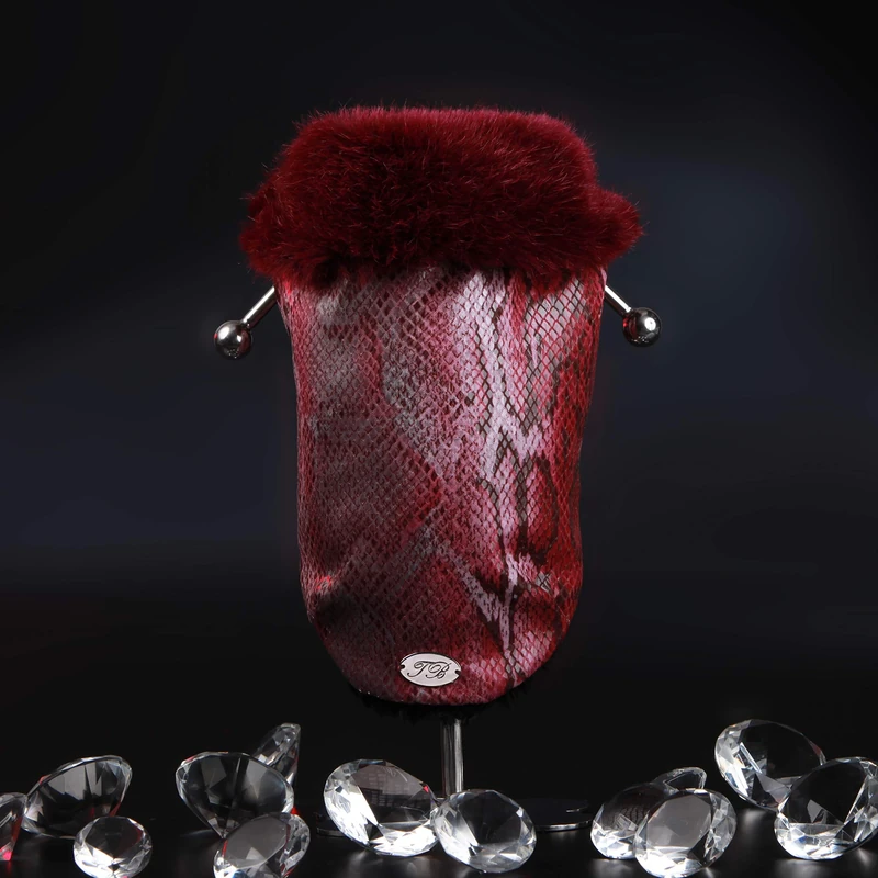 Trilly All Brilli Brenda Coat Faux Leather Effect Python with Neck in Faux Leather, Red, S - 1 Product