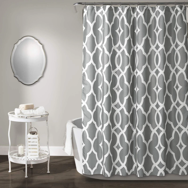 Lush Decor, Gray Connor Geo Shower Curtain, 72" x 72"