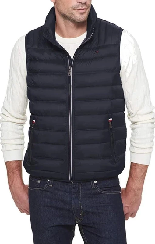 Tommy Hilfiger Men's Lightweight Packable Puffer Vest, Midnight, S