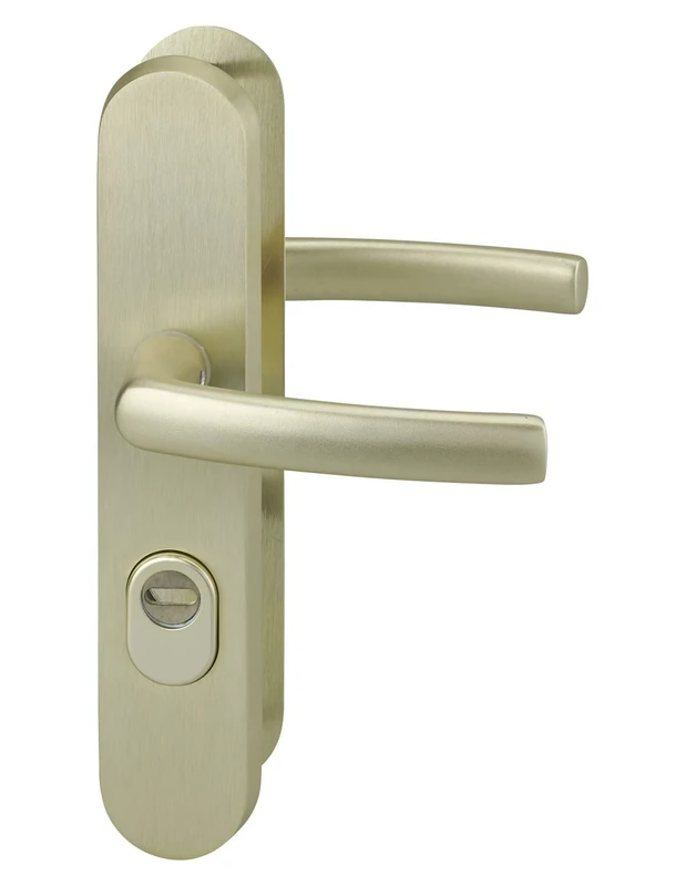 Thirard F2 Double Champagne Safety Kickstand Door Handle Set for Front Door
