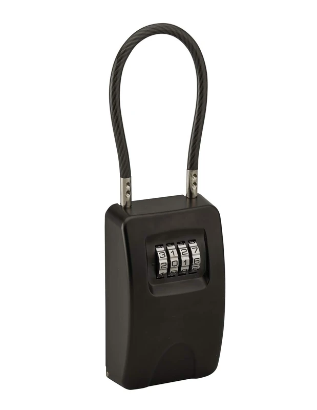 THIRARD FABRICANT DE SECURITE DEPUIS 1920 00071019 Thirard 00071019-Cable Key Box- Moulded Alloy Body-4 Ferrule Mechanism-Changeable Combination-Wall Mounted with Handle-with Cable, Black