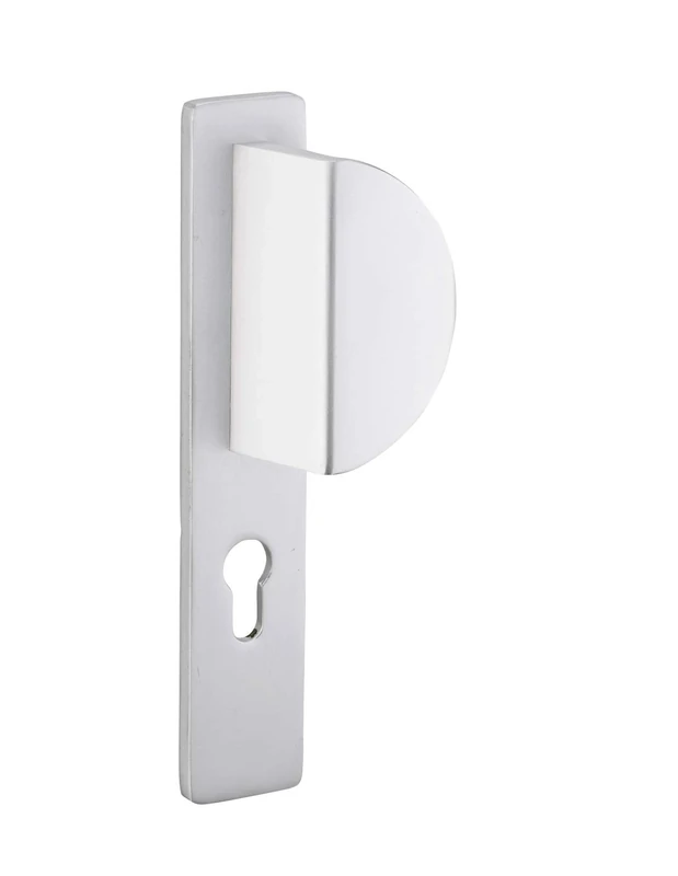 THIRARD Set of Handles for Entrance Door Crecy Cylinder Hole, 7 mm Square, 195 mm Spaces, Silver Anodised