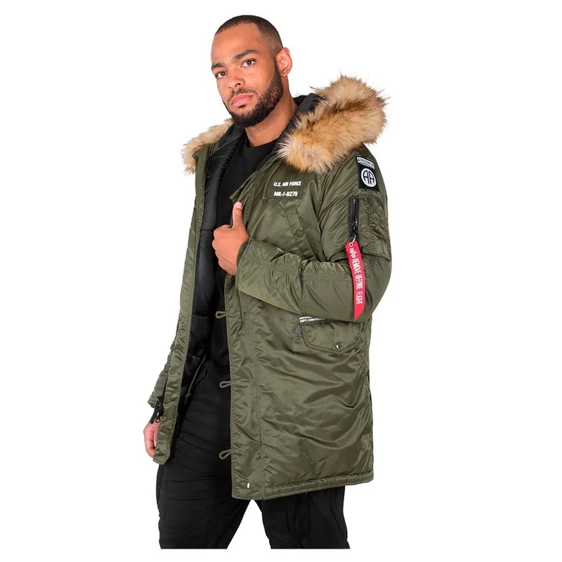 Alpha Industries Men's N-3B Airborne Winter Jacket, Dark Green, X-Large