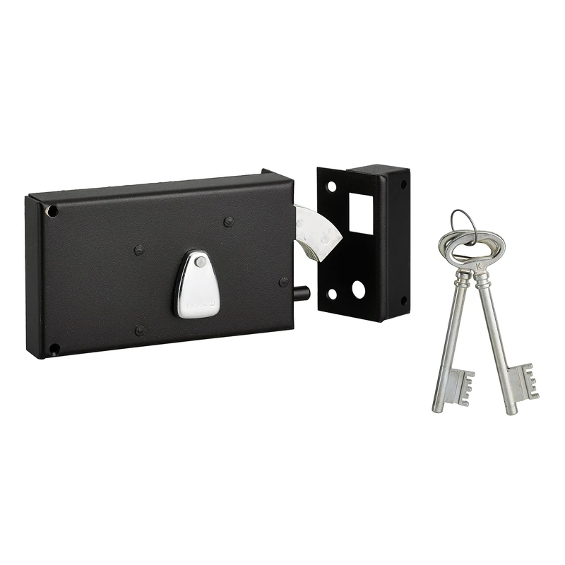 THIRARD 118 Applique Horizontale 00000118-Wall 4 Grooves 140 X 82mm Chest and Strike Steel Cambered-Right Hook Version Locks-Horizontal Wall Light, Black