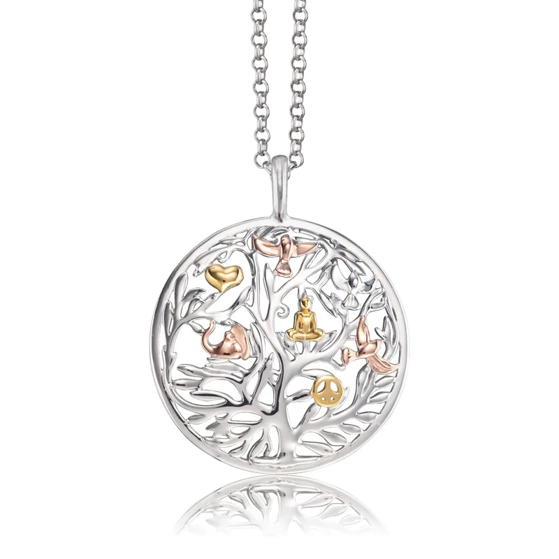 Engelsrufer Angel Whisperer Women's 925 Sterling Silver Tricolor Tree of Life Necklace