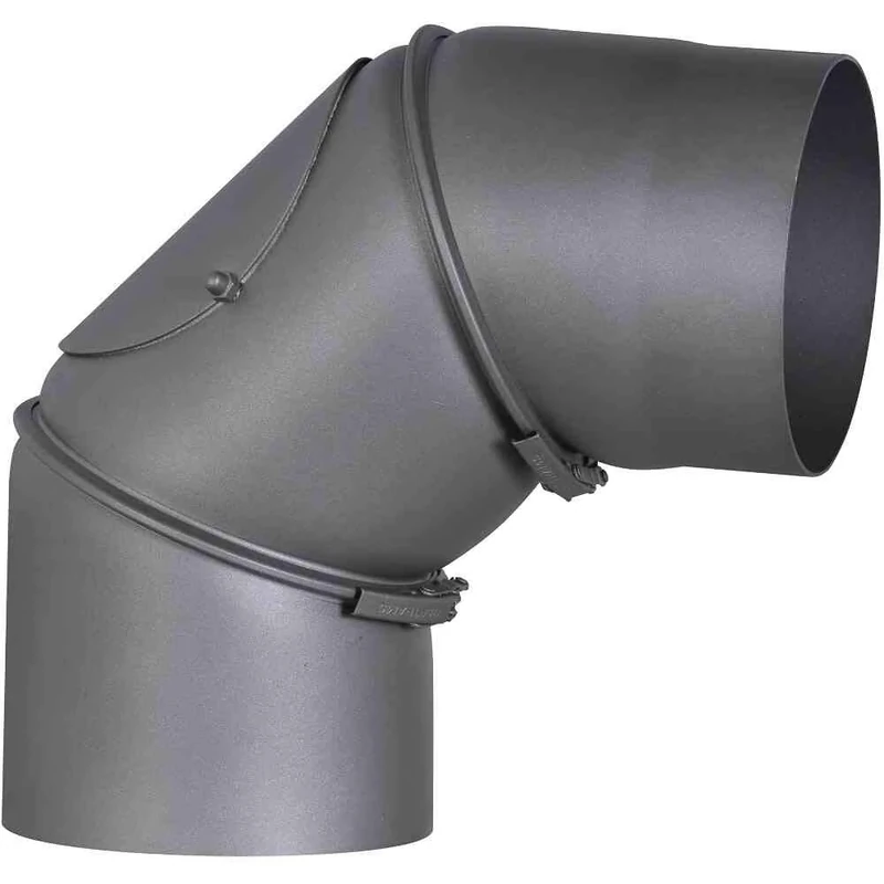 FIREFIX RD150/B Stove Pipe Bend 2 mm Thick Steel (Smoke Tube) 150mm Diameter for Fireplaces and Fireplaces Senotherm Dark Grey Adjustable 0-90 Degrees with Cleaning Door Black