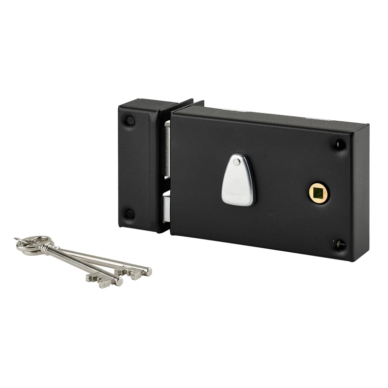 THIRARD 35120 6 Gorges 00035120-Door 140X88 mm Chest and Strike Steel Cambered-Left Draw Version-Appliques Locks-6 Grooves, Black