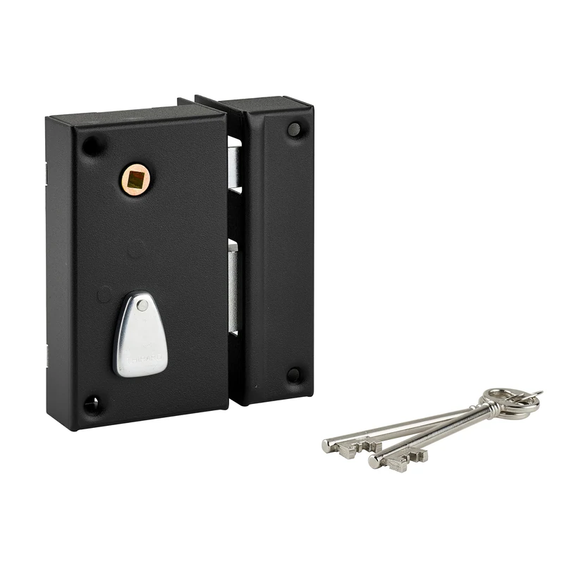 THIRARD 37110 6 Gorges 00037110-Door 75 X 130 mm Cambered Steel Trunk and Strike-Right Hand Bolt Version-Appliques Locks-6 Grooves, Black