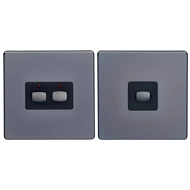 MiHome Smart Black Nickel 2 Gang Light Switch (Two-Way),MIHO091
