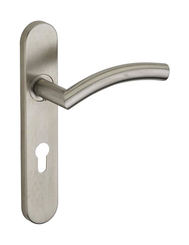 Thirard Set of Handles for Ouranus Entrance Door Cylinder Hole, 7 mm Square, 195 mm Spaces, Brushed Stainless Steel