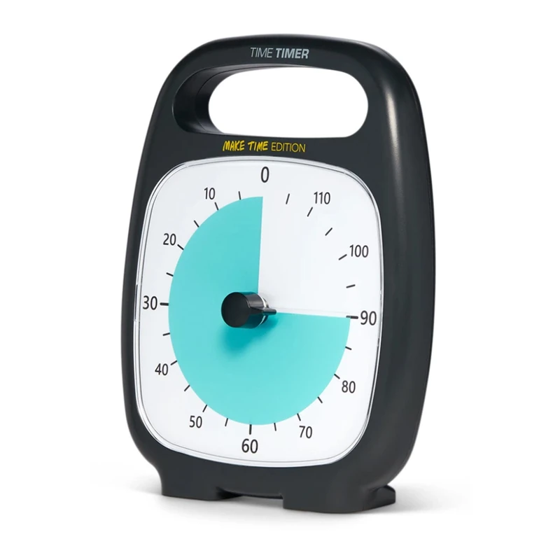 Time Timer Plus 120 Minute Visual Timer – Make Time Edition Countdown Clock (Charcoal) and Notepad for Productivity and Focus
