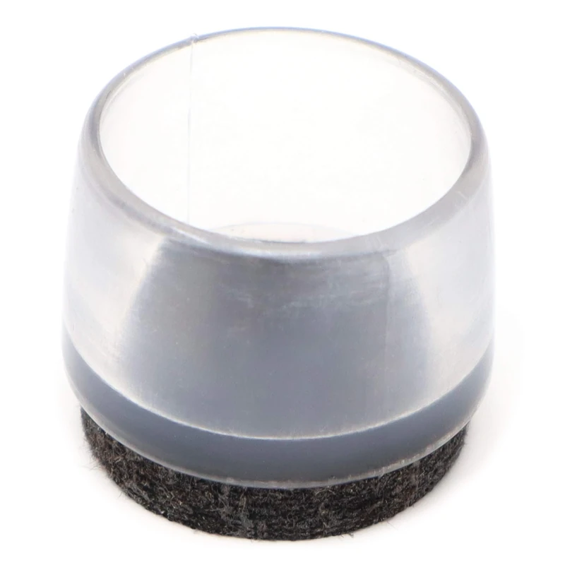 Adsamm® / 100 x Leg tips with felt for round tubes | ø for round tubes 0.83 - 0.87 '' (21 - 22 mm) | trasparente | round | outer caps with felt for tubular steel chairs