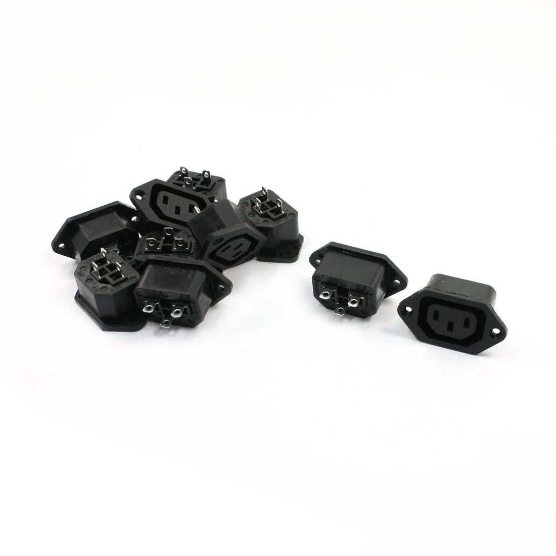 sourcing map 10 Pcs Panel Mounting IEC320 C13 Power Socket Converter AC 250V 10A