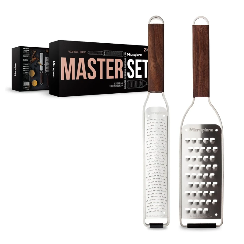Microplane Kitchen Grater Set (Zester & Extra coarse) for Citrus Fruits, Hard Cheese, Nutmeg, Potato, Zucchini and Carrot with Stainless Steel Blades - Made in USA