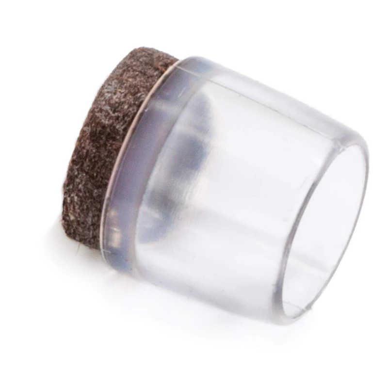 Adsamm® / 100 x Leg tips with felt for round tubes | ø for round tubes 0.59 - 0.63 '' (15 - 16 mm) | trasparente | round | outer caps with felt for tubular steel chairs