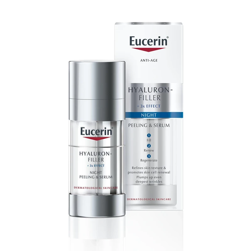 Eucerin Hyaluron-Filler Night Peeling & Serum 30ml, Dual-Efficacy Serum to Reduce Visible Signs of Ageing, Advanced Skincare with Hyaluronic Acid and AHA
