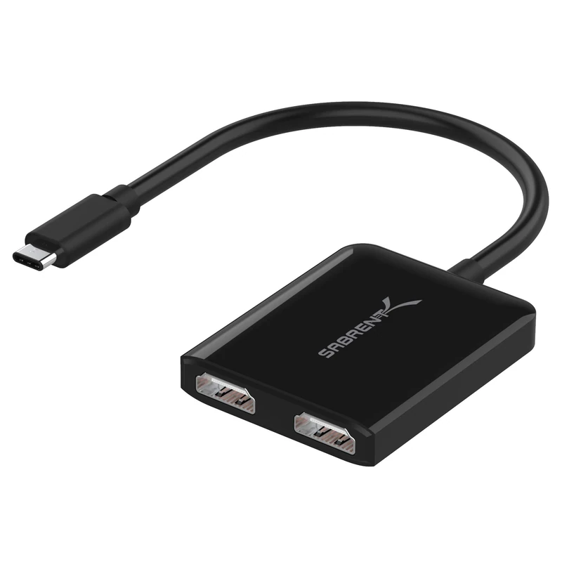 SABRENT HDMI Splitter 1 in 2 Out, 4K@60HZ HDMI to USB C Monitor Converter, USB C to Dual HDMI Adapter, for Windows PC & Laptop (DA-UCDH)