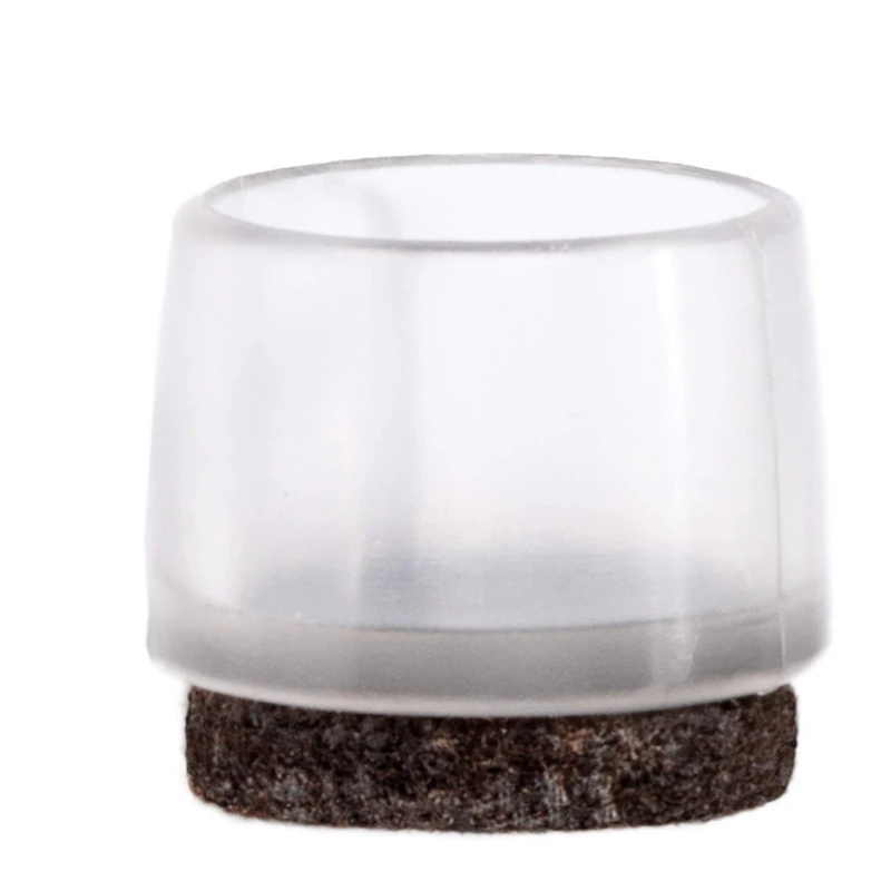 Adsamm® / 100 x Leg tips with felt for round tubes | ø for round tubes 0.75 - 0.79 '' (19 - 20 mm) | trasparente | round | outer caps with felt for tubular steel chairs