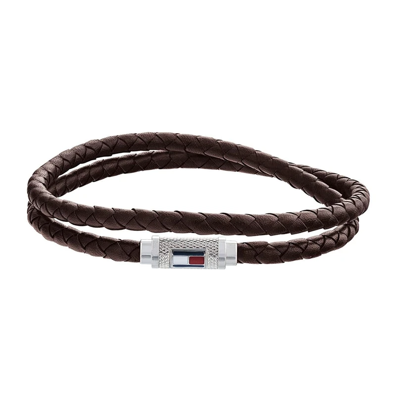 Tommy Hilfiger 2790012 Men's Rope Bracelet Stainless Steel, 19 cm, Stainless steel, leather