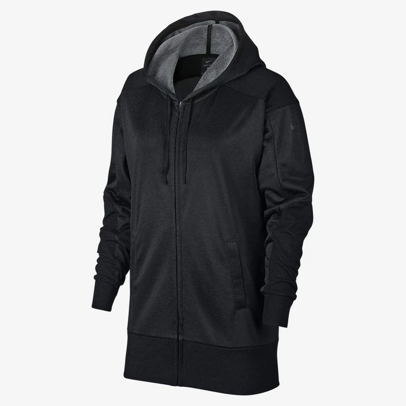 Nike Women Dry Full Zip Hooded Jacket - Htr/Black, X-Large