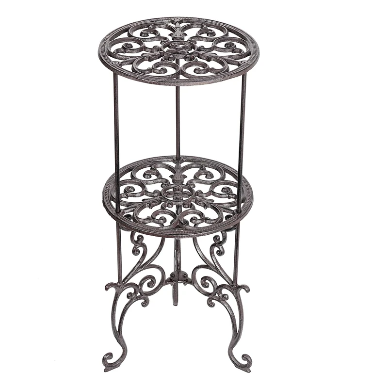 Sungmor Heavy Duty Cast Iron Potted Plant Stand,26-Inch 2 Tiers Metal Planter Rack,Decorative Flowerpot Holder,Vintage & Rustic Style Indoor Outdoor Garden Pots Container Supports