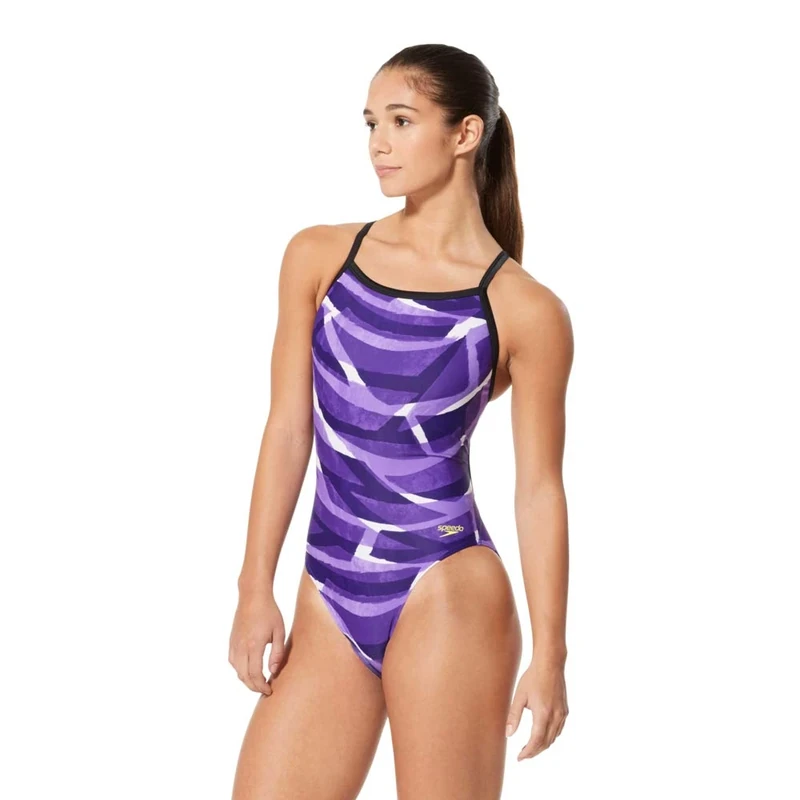 Speedo Women's Swimsuit One Piece PowerFlex Flyback Printed Adult Team Colors