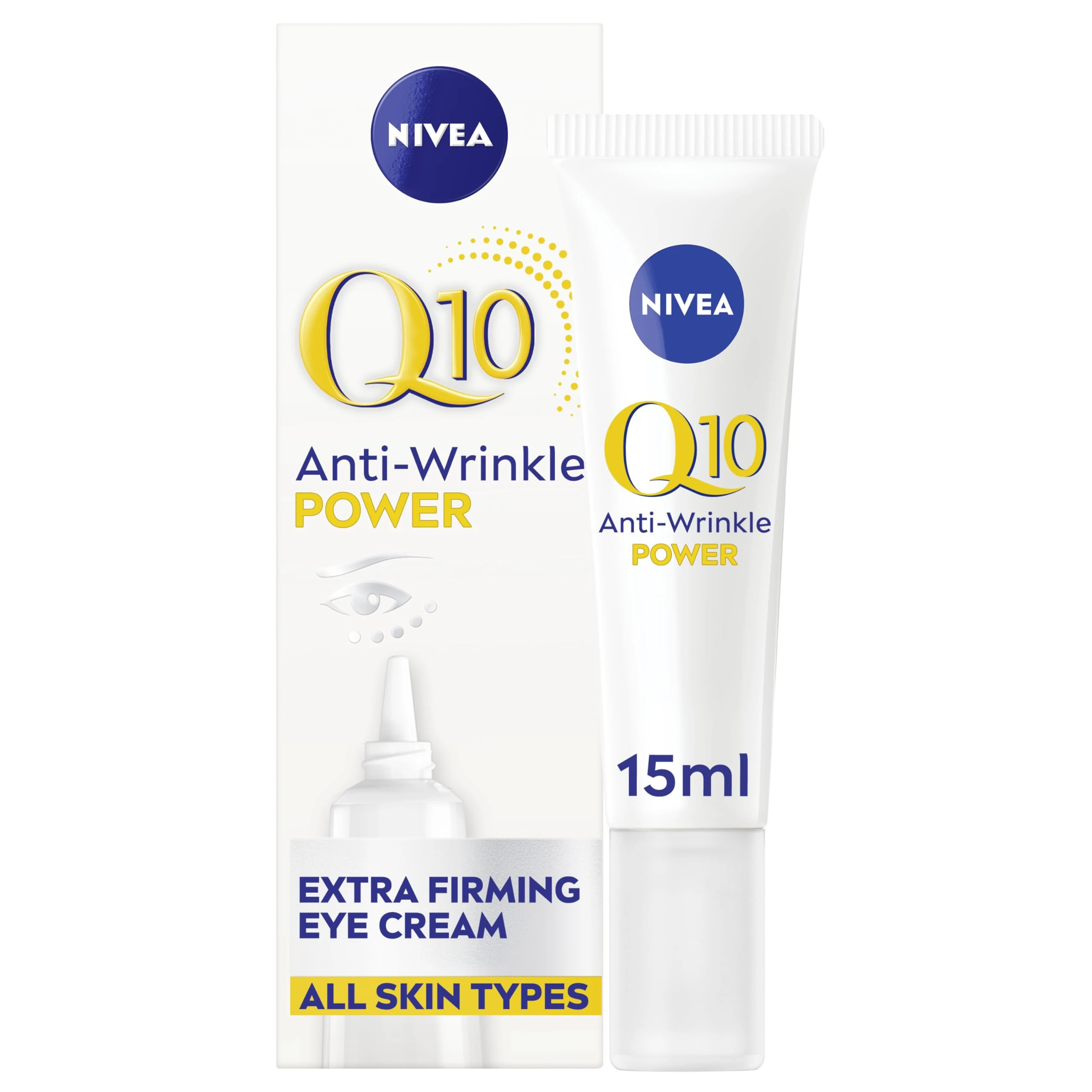 NIVEA Q10 Anti-Wrinkle Power Firming Eye Cream (15ml), Anti-Wrinkle Skincare for Eliminating Fine Lines and Dark Circles, Nourishing Eye Cream for Softer, Smoother Skin