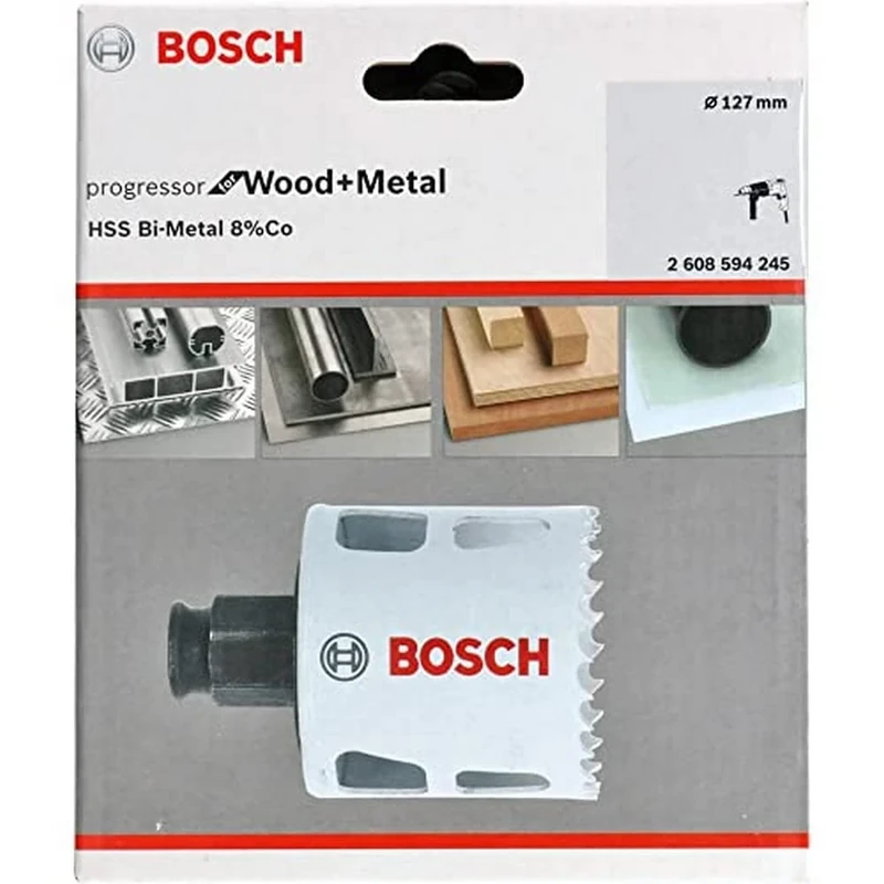 BOSCH Bi-Metal Hole Saw (for Wood and Metals, 8% Cobalt Alloy, Progressive Tooth Design, Ø 127 mm, Accessory Drills)