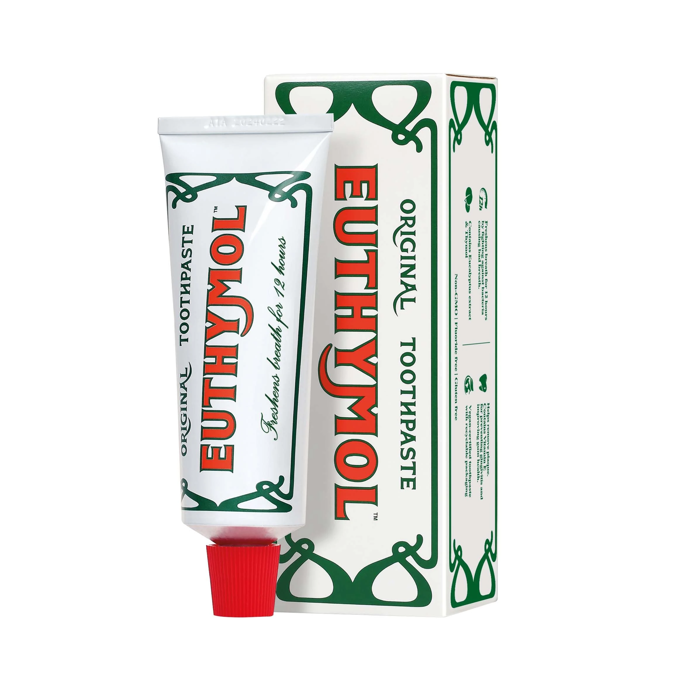 Euthymol Original Toothpaste 75ml, No Fluoride, Anti-Plaque, Antibacterial, Cavity Protection, Teeth & Gums Clean and Healthy, Cool Mint Refresh, Daily Oral Enamel Dental Care