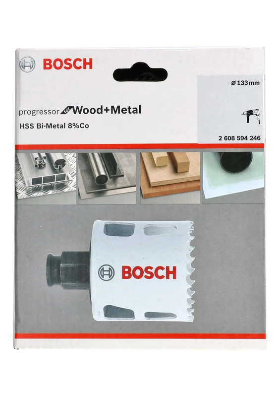 BOSCH Bi-Metal Hole Saw (for Wood and Metals, 8% Cobalt Alloy, Progressive Tooth Design, Ø 133 mm, Accessory Drills)