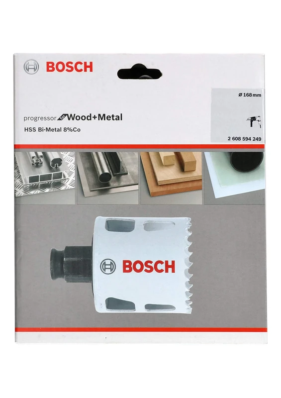 BOSCH Bi-Metal Hole Saw (for Wood and Metals, 8% Cobalt Alloy, Progressive Tooth Design, Ø 168 mm, Accessory Drills)