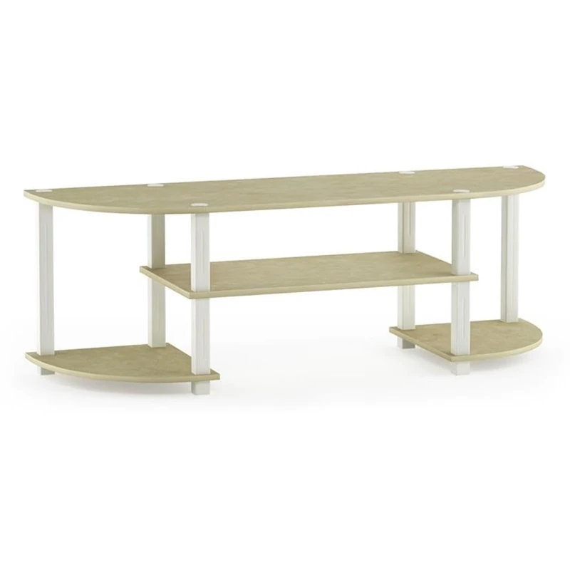 Furinno Turn-S-Tube Wide TV Entertainment Center, TV Unit, TV Stand, Cream Faux Marble/White