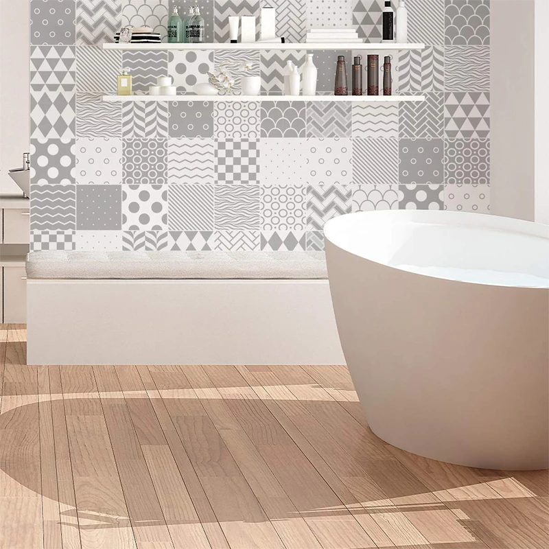 Ambiance Sticker Self-Adhesive Decorative Wall Decal Cement Tile for Bathroom and Kitchen Cardiff - Pack of 9 Stickers of 15 x15 cm