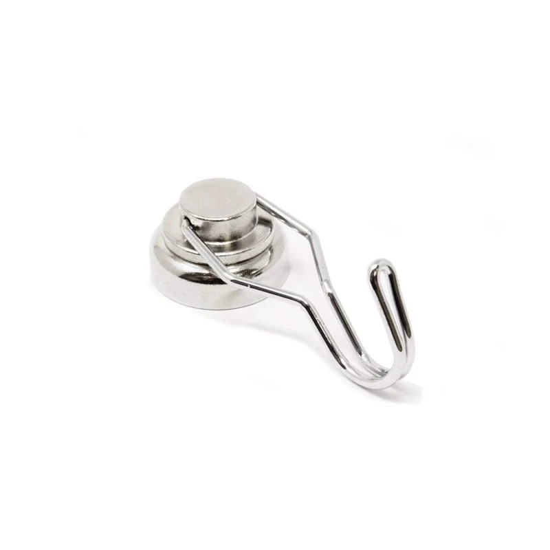 FIRST4MAGNETS Neodymium Pot Magnet with Swivel Hook for Holding Rope, Wires and Clothing - 25mm Dia - Pack of 40