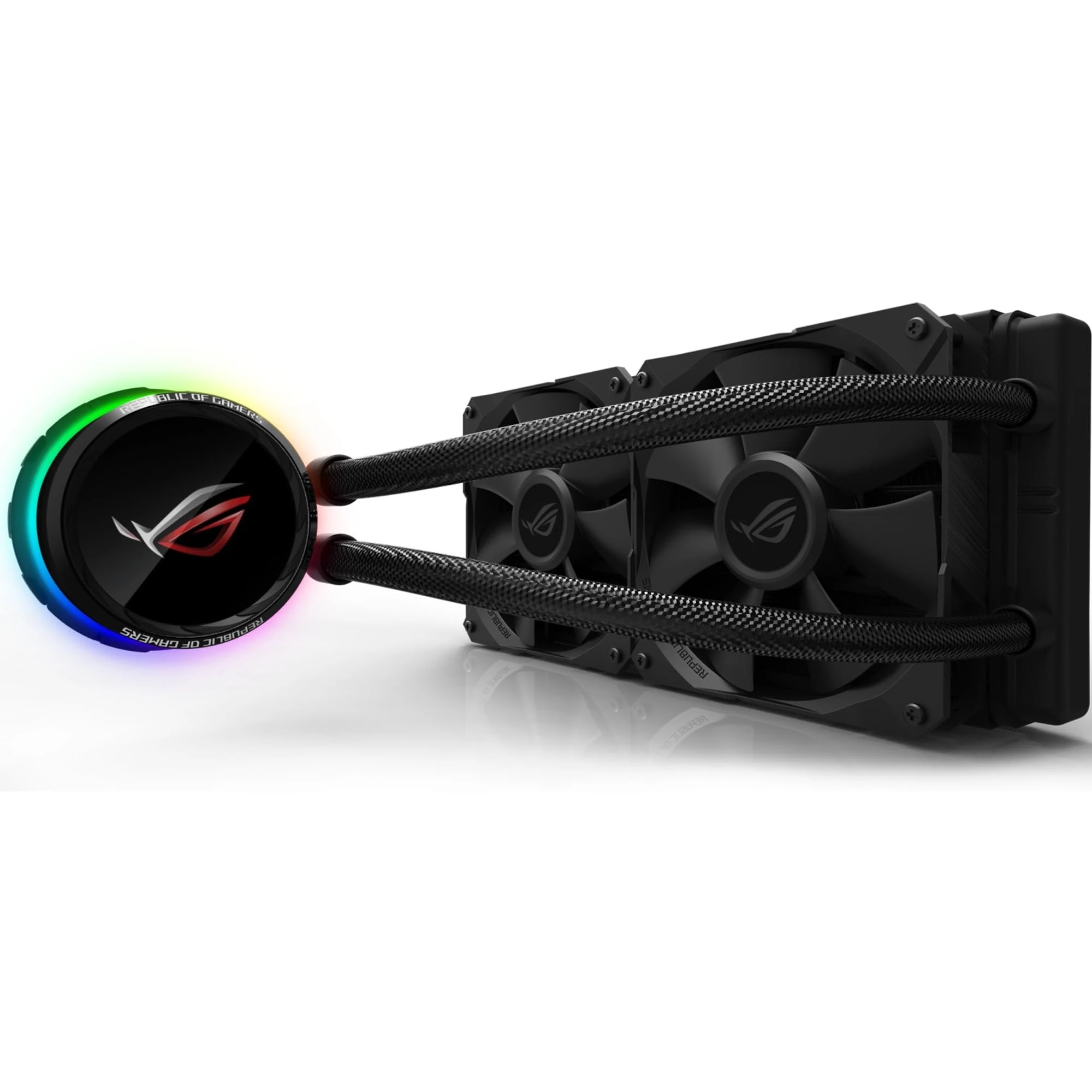 Asus ROG RYUO 240 RGB AIO Liquid CPU Cooler 240mm Radiator Dual 120mm 4-Pin PWM Fan with OLED Panel & Fan Control 1.77"