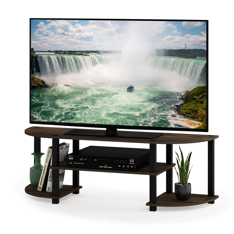 Furinno TURN-S-TUBE TV Stand, Wide Entertainment Center, TV Console for TV up to 55 Inch, for Living Room, Bedroom, Columbia Walnut