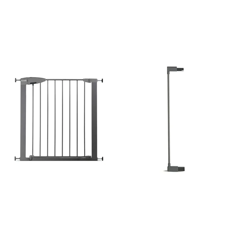 Munchkin Easy Lock Baby Gate for Stairs & Doorways - Pressure Fit Safety Gate for Toddlers & Dogs - Easy Install No-Screws - 73-86cm, Silver