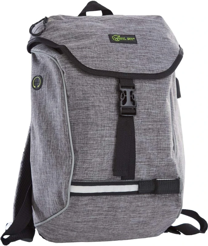 Wheel Bee® LED Backpack City Lights, 18 Liter, Green LED Light for Optimal Visibility, USB Port with Cable