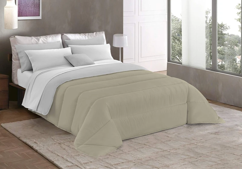 Italian Bed Linen Basic Winter Quilt, Double, Light Dove Grey