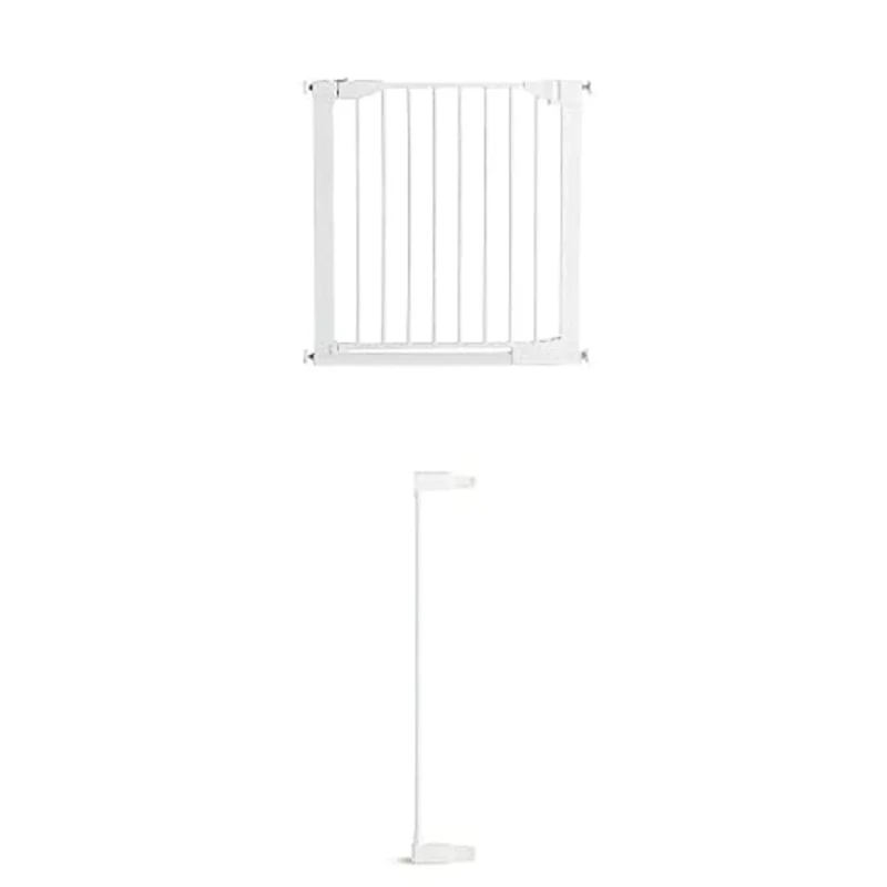 Munchkin Auto Close Baby Gate for Stairs & Doorways - Pressure Fit Safety Gate for Toddlers & Dogs - Easy Install No-Screws - 76-89 cm, White