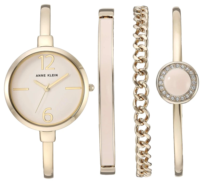 Anne Klein Women's Bangle Watch and Premium Crystal Accented Bracelet Set, AK/3290LPST