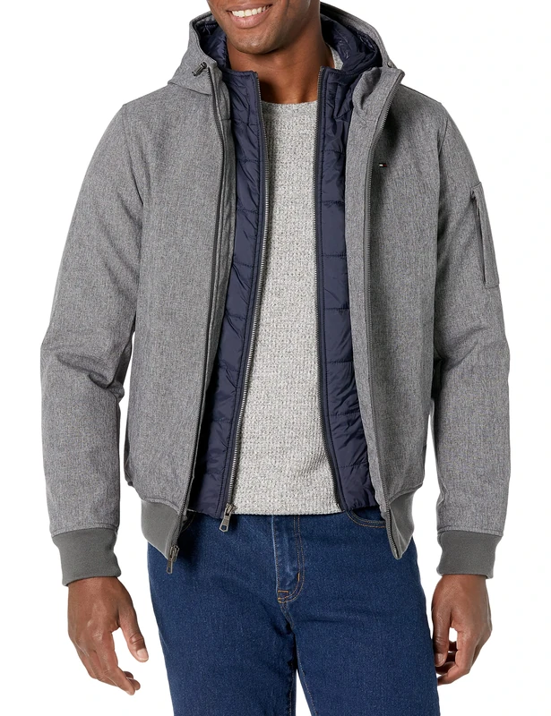 Tommy Hilfiger Men's Soft Shell Sherpa Lined Performance Jacket, New Heather Gre, L