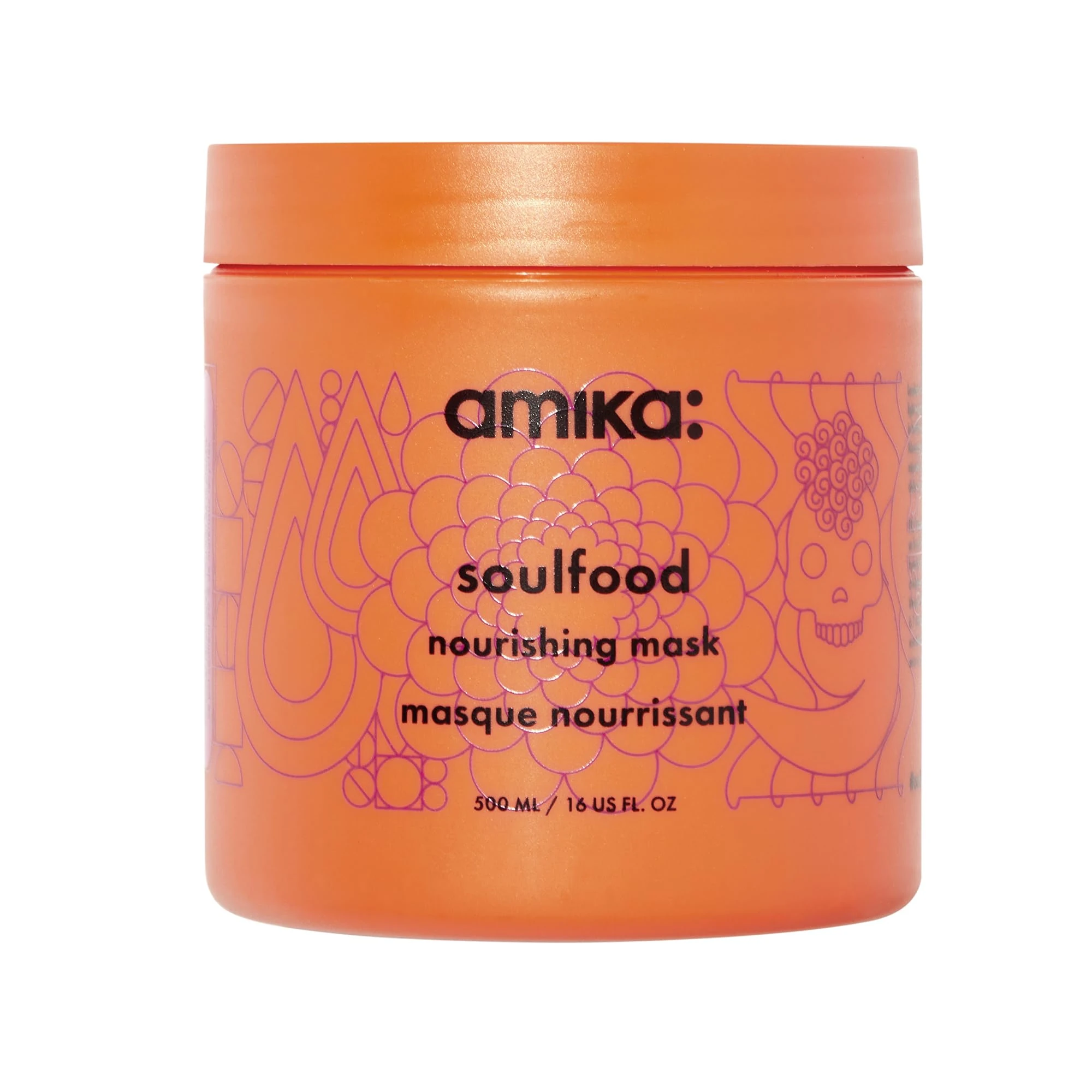 amika soulfood nourishing hair mask - hydrating hair care for dry, damaged strands - lightweight deep conditioner enriched with jojoba seed oil + seabuckthorn - restores softness + shine (500 ml)