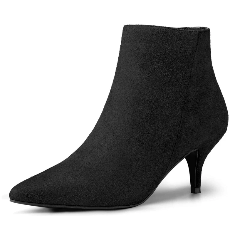 Allegra K Women's Pointed Toe Side Zip Stiletto Ankle Boots Black 7 UK/Label Size 9 US
