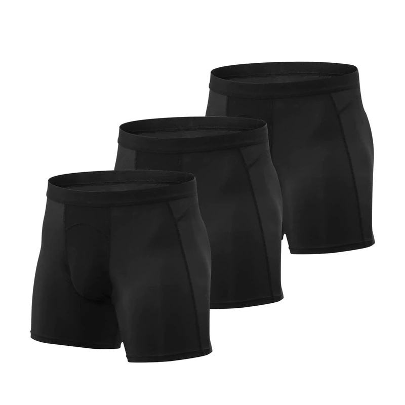 Niksa 3 Pack Men Boxer Shorts Trunks Underwear Super Soft Stretchy Breathable Wicking Briefs Black for Gym Running , Medium(Fit Waist 28 inch-31.5 inch), Black