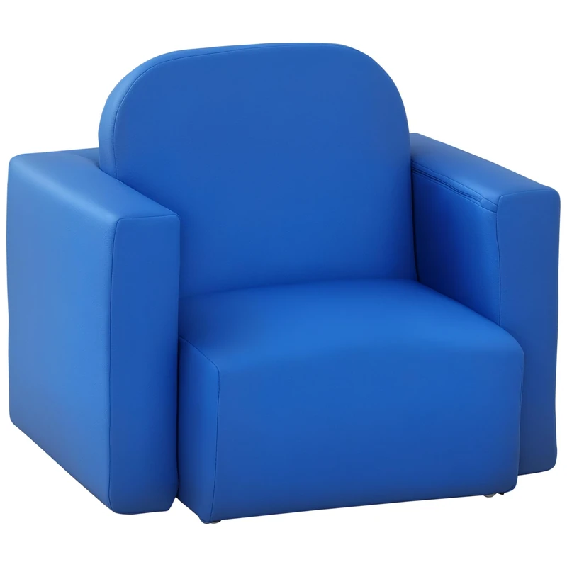 HOMCOM Kids Armchair Toddler Sofa Children's Chair, 2 in 1 Kids Table Chair Set with Wooden Frame, for 3 Years Old Boys Blue - Image 1