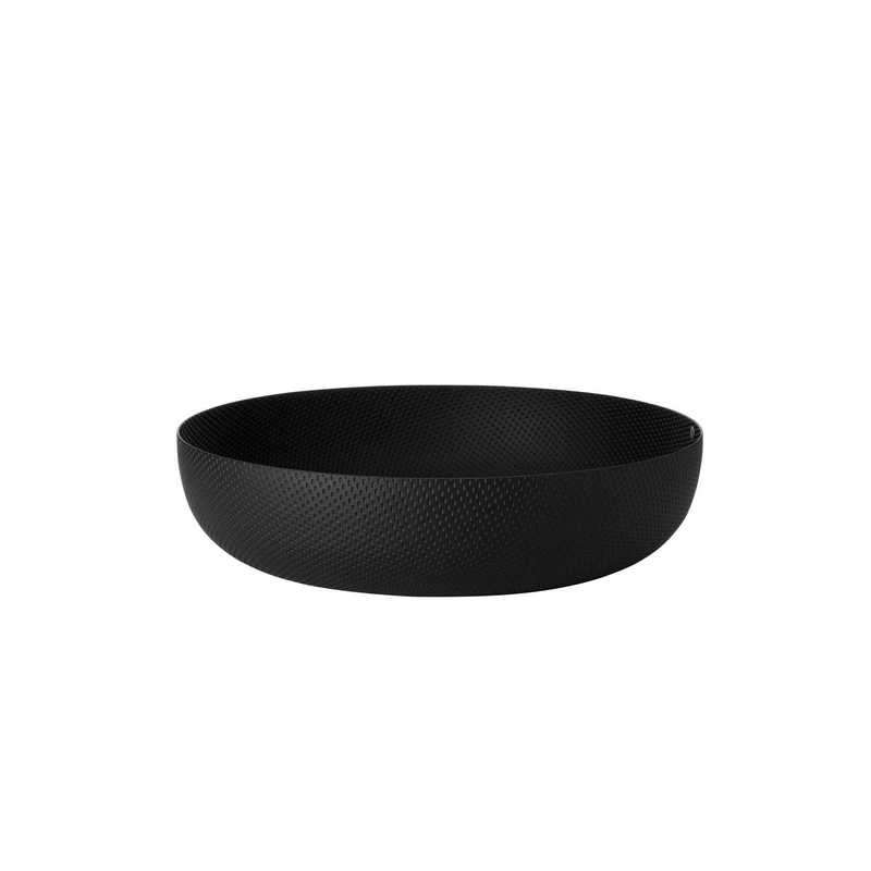 Alessi Jm17/29 BT - Design Round Basket, Coloured Steel with Epoxy Resinand Embossed Decoration, Black, 29 cm
